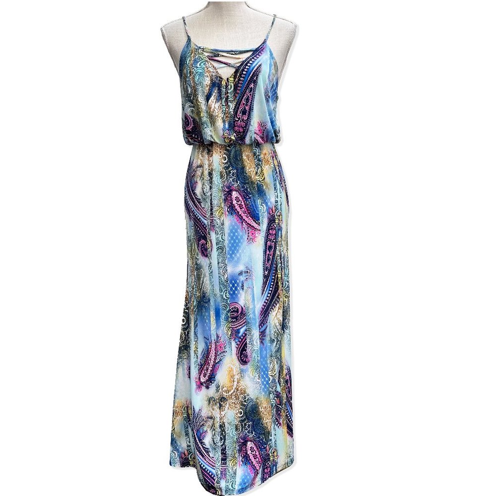 Ariella Blue and Pink Spaghetti Strap Sundress